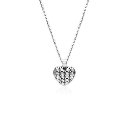 Oxidised Silver Charming Heart Pendant with Box Chain